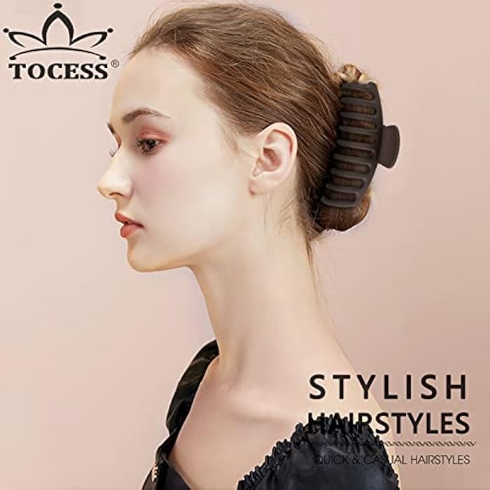 TOCESS Big Hair Claw Clips for Women Large Claw Clip for Thin Thick Curly Hair 90's Strong Hold 4.33 Inch Nonslip Matte Hair Clips (4 Pcs) - Image 5